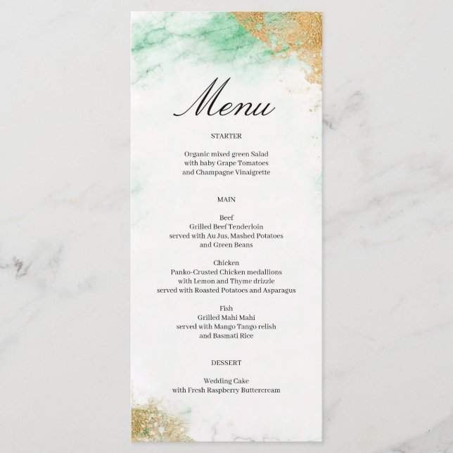 Classic Luxe Marble Wedding Menu (Front)