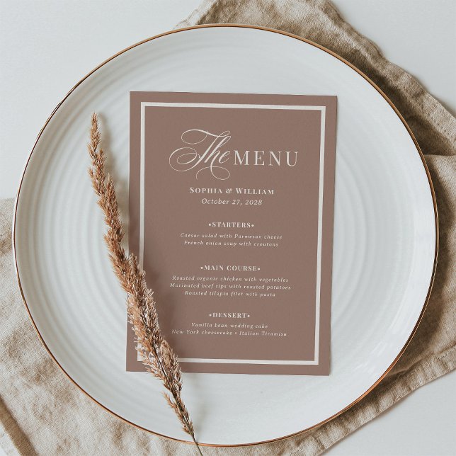 Classic Luxe | Mocha Taupe Border Neutral Wedding Menu (Creator Uploaded)