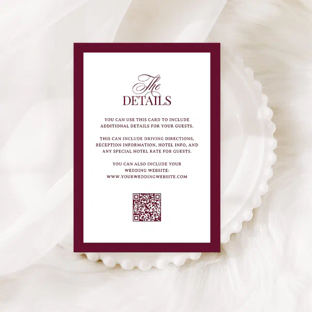 Classic Luxe | QR Code Wedding Guest Details Enclosure Card | Zazzle