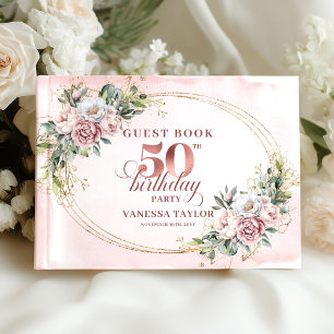 Classic Luxe Rose Gold 50th Birthday Guest Book
