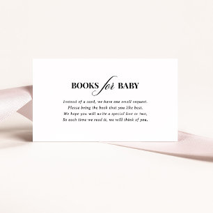 Classic Luxe Simple Black and White Books for Baby Enclosure Card