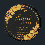 Classic Luxury Black & Gold Wedding Thank You Magnet<br><div class="desc">The Classic Luxury Black & Gold Floral Wedding thank you favour tag boasts a luxurious black and gold palette, with a stunning golden floral pattern and modern typography set against a black background, exuding elegance and sophistication. ♥ View the collection on this page to find matching products. ♥Customise it with...</div>