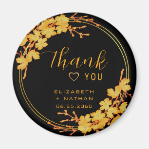 Classic Luxury Black & Gold Wedding Thank You Magnet