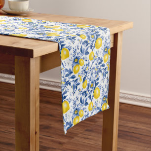 Classic Luxury: French Blue & Lemon Provincial  Long Table Runner
