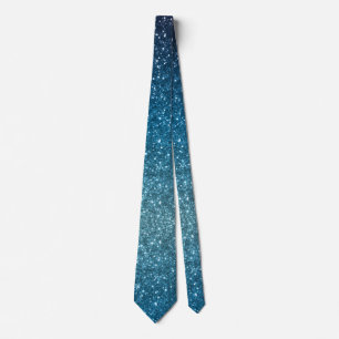Classic Luxury Sparkly Ocean Blue Ombre Glitter Tie
