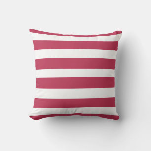 Classic magenta raspberry white strips cushion