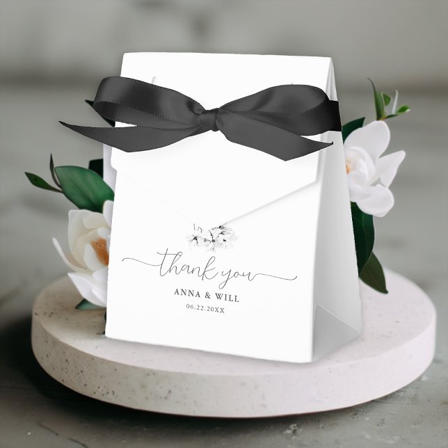 Classic Magnolia Black White Art Elegant Wedding Favour Box (Floral Wedding Favor Box Classic Magnolia Black White Elegant Modern Simple Bohemian)