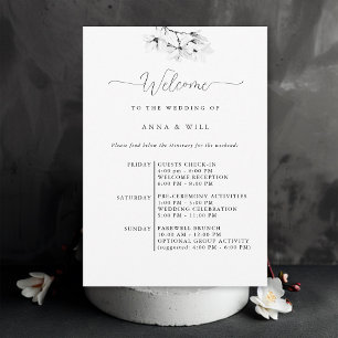 Classic Magnolia Elegant Wedding Itinerary Invitation