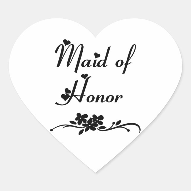 Classic Maid Of Honour Heart Sticker (Front)