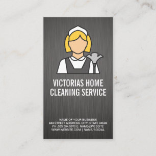 Classic Maid Style Logo Metallic Background Business Card