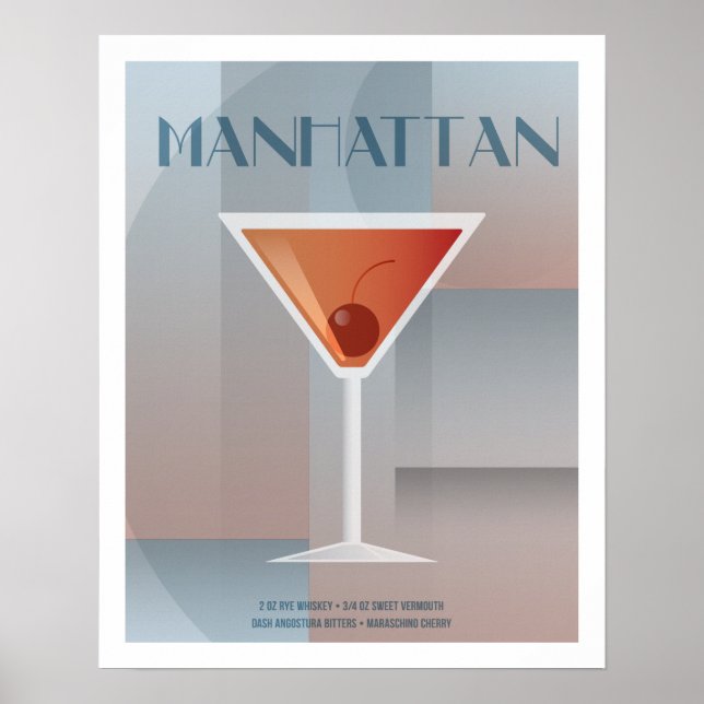 Classic Manhattan Cocktail Poster (Front)