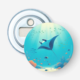 Classic, manta ray coastal art bottle opener