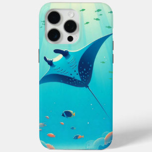 Classic, manta ray coastal art iPhone 15 pro max case