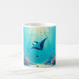 Classic, manta ray coastal art coffee mug