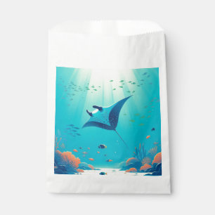 Classic, manta ray coastal art favour bag