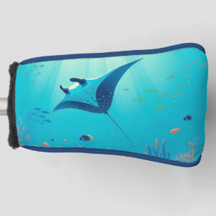 Classic, manta ray coastal art golf head cover