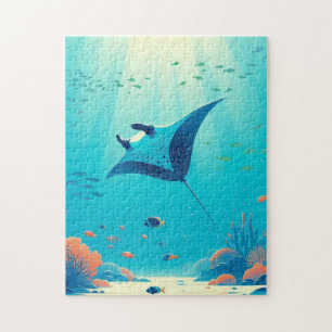 Classic, manta ray coastal art jigsaw puzzle