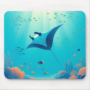 Classic, manta ray coastal art mouse pad