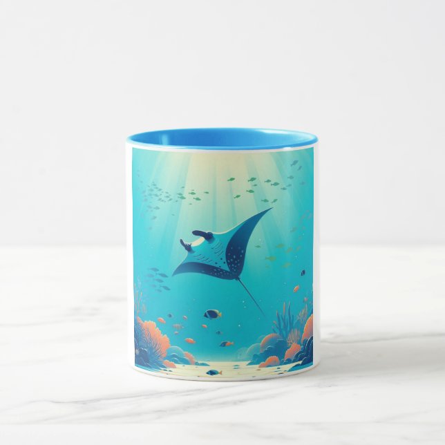 Classic, manta ray coastal art mug (Center)