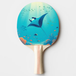 Classic, manta ray coastal art ping pong paddle