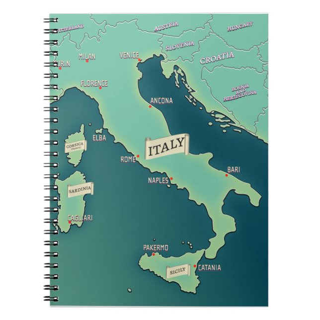 Classic Map Of Italy Clipboard Notebook (Front)