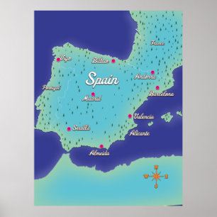 Classic Map Of Spain Poster