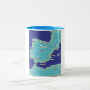 Classic Map Of Spain Two-Tone Coffee Mug