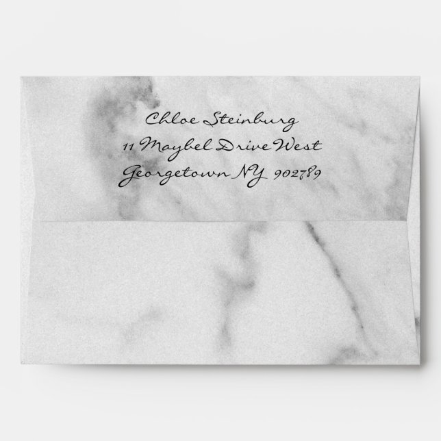 Classic Marble Bar Mitzvah Invitation Envelope (Back (Top Flap))