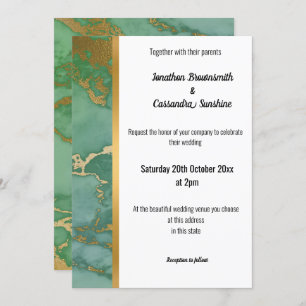 CLASSIC MARBLE SAGE GOLD TRIM INVITATION