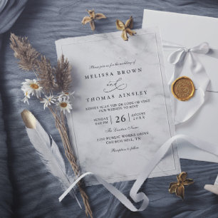 Classic Marble Simple Elegant Chic QR Code Wedding Invitation