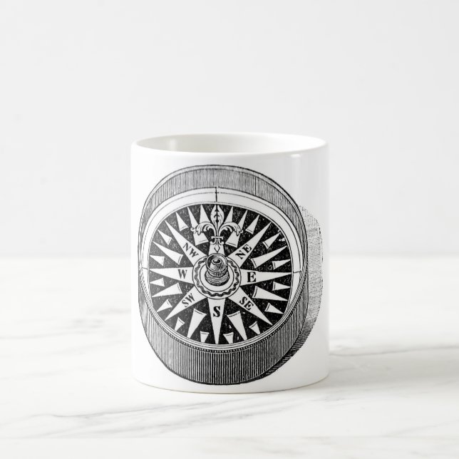 Classic Marine Etching - Compass Coffee Mug (Center)
