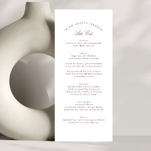 Classic Maroon Burgundy Calligraphy Formal Wedding Menu
