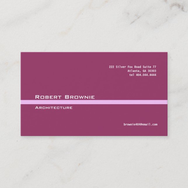 Classic Maroon Pink Line Business Card (Front)