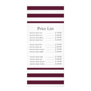 Classic Maroon Stripe Business Price Rack Card
