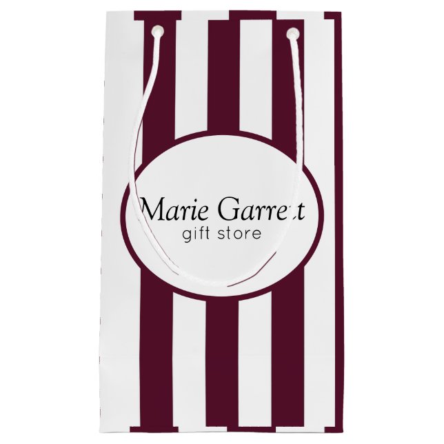 Classic Maroon Stripes Custom Small Gift Bag (Front)