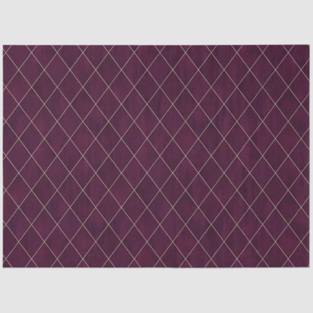 Classic Maroon Velvet Argyle Pattern Luxury Tissue Paper (Front)