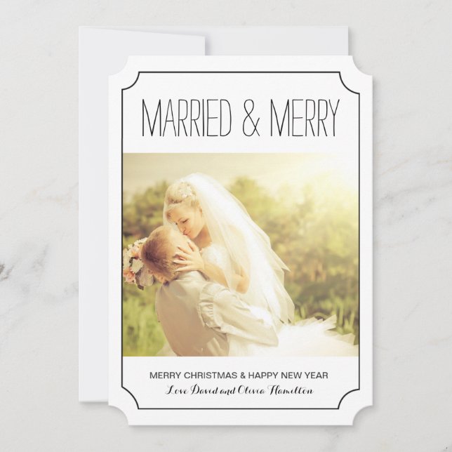 Classic Married and Merry Christmas Photo Cards (Front)