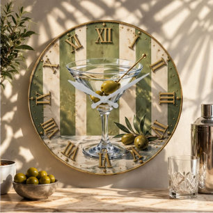 Classic Martini Cocktail Bar Decor Large Clock