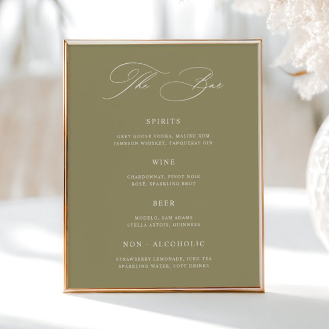 Classic Matcha Green Wedding Bar Menu  Poster (Creator Uploaded)