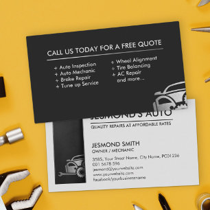 Classic Mechanic Car Repair Business Card