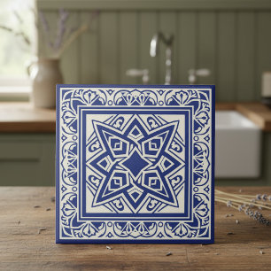 Classic Mediterranean Pattern Pat#18 Navy ID1195 Ceramic Tile
