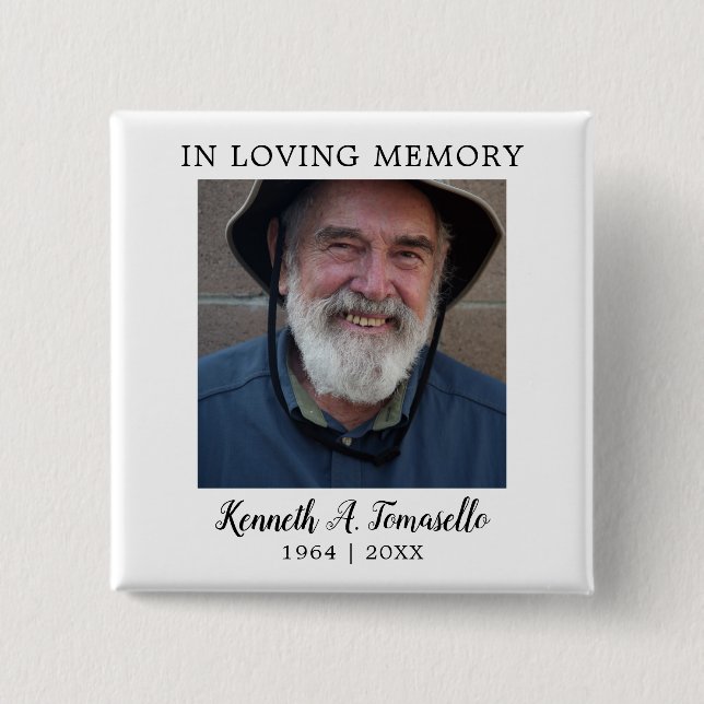 Classic Memorial Funeral Favour 15 Cm Square Badge (Front)
