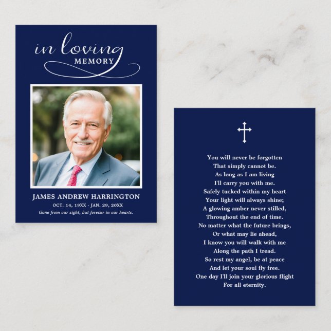 Classic Memorial Photo Funeral Card (Front/Back)