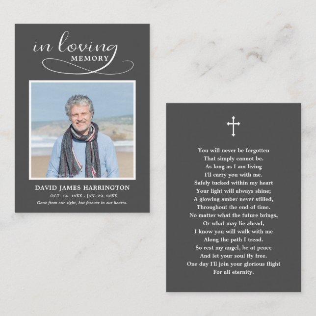 Classic Memorial Photo Funeral Card (Front/Back)