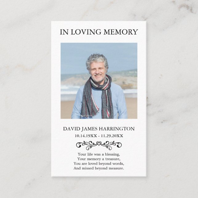 Classic Memorial Photo Funeral Card (Front)