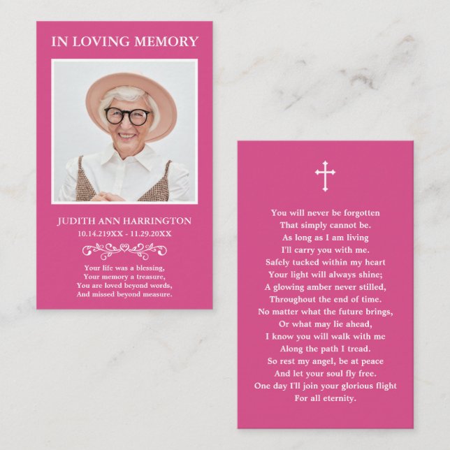 Classic Memorial Photo Funeral Card (Front/Back)