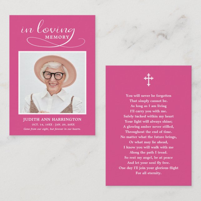 Classic Memorial Photo Funeral Card (Front/Back)