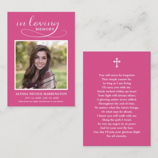 Classic Memorial Photo Funeral Card (Front/Back)