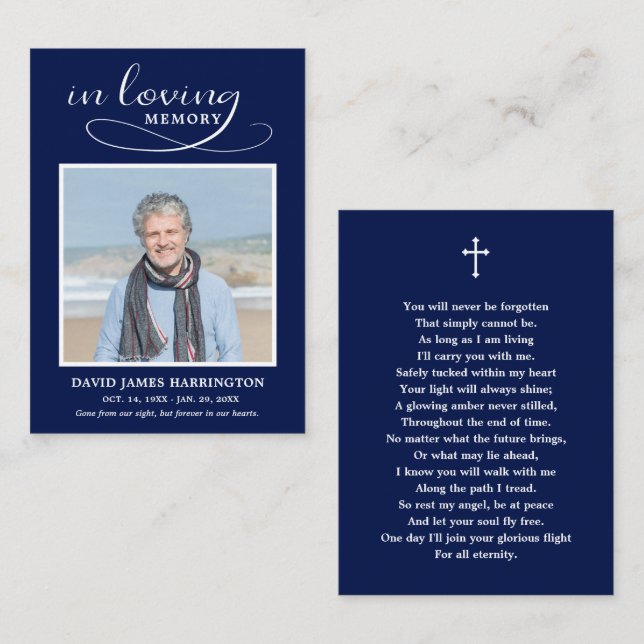 Classic Memorial Photo Funeral Card (Front/Back)