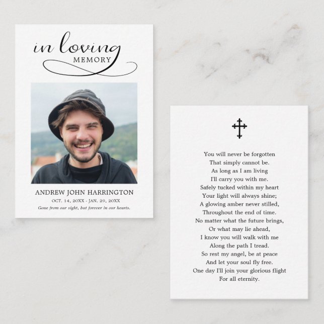 Classic Memorial Photo Funeral Card (Front/Back)